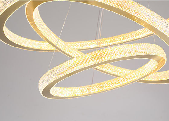 اندازه 40x60x80x100cm چراغ سقفی حلقه ای LED رنگ طلای روشن برای سالن هتل