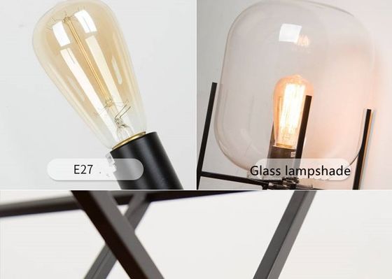 E27 Nordic Postmodern 26 * 45cm اتاق نشیمن چراغ میز کنار تخت شیشه ای