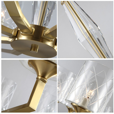 لامپ آویز مدرن شیشه ای شفاف فلزی E14 برای اتاق نشیمن