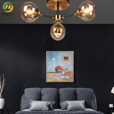 چراغ سقفی LED شیشه ای آهنی سبک نوردیک برای خانه / هتل