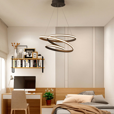 لوسترهای نورپردازی LED حلقه آلومینیومی مدرن برای اتاق خواب اتاق نشیمن