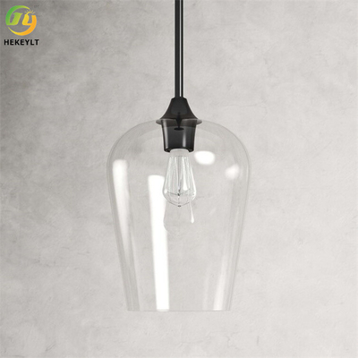 پایه لامپ E26 سرپوشیده مدرن چراغ آویز شیشه ای شکل جام شفاف