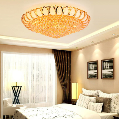 لوستر طلایی اتاق خواب گرد نور سقفی کریستالی