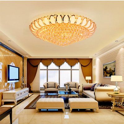 لوستر طلایی اتاق خواب گرد نور سقفی کریستالی