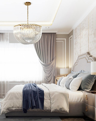 چراغ آویز LED مدرن شیشه ای شفاف D50 X H38cm برای اتاق خواب