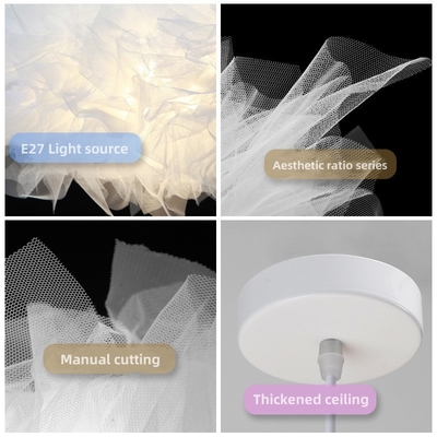 نور مدرن نوردیک نوار سفید نوار LED لوستر ساده ابری سفید لعل نور برای اتاق خواب