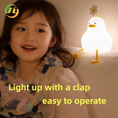 لوازم تزئینی اتاق خواب کاوائی تایمر نور شب کودک USB قابل شارژ مجدد لامپ اردک زیبا سیلیکون گل ضخیم کننده اردک نور شب