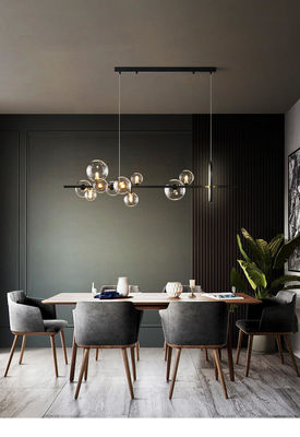 چراغ آویز مدرن Linear G9 برای اتاق ناهار خوری آشپزخانه شیشه شفاف فلز سیاه و سفید