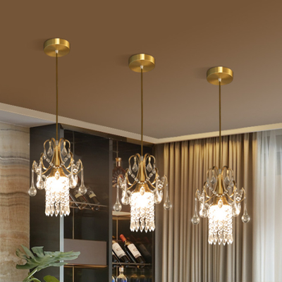 چراغ آویز طلایی کریستال مدرن آپارتمانی سفارشی D23*H30cm